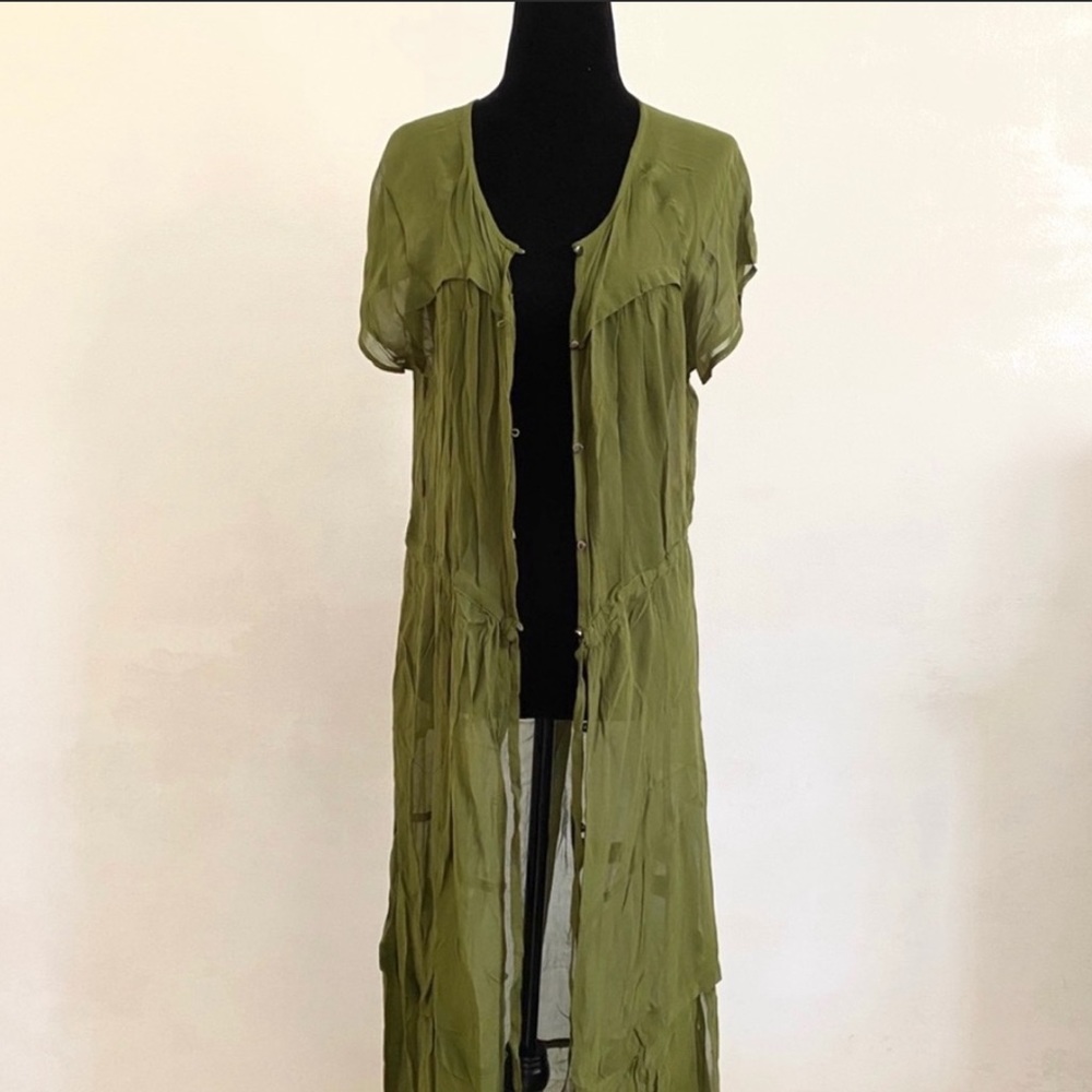 SOLD - NWT Anthropologie Green Sheer Maeve Midori Duster - Picture 5 of 6